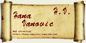 Hana Vanović vizit kartica
